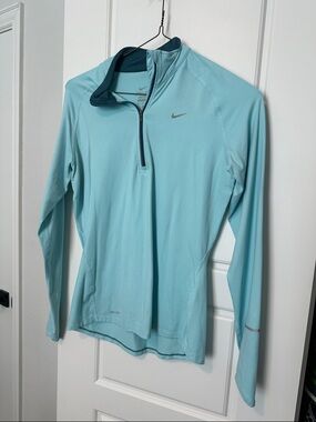 Nike Light Aqua Half-Zip Long Sleeve Athletic Top